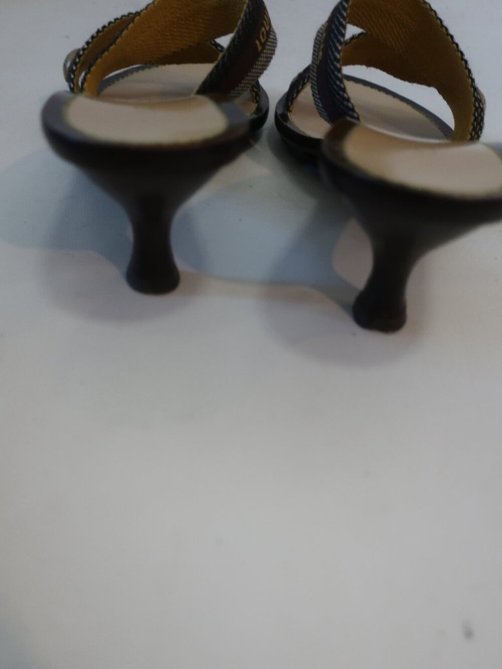 Women Louis Vuitton Revival Cloth Brown, Gray Mule Sandals 37 1/2 EU/US 7.5 - Picture 9 of 13